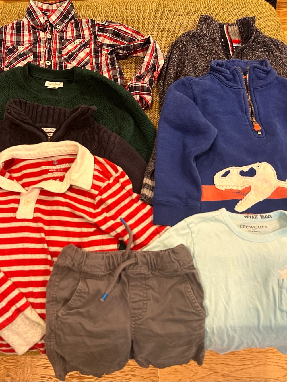 *Boys 4-5 Bundle 8 Piece Crewcuts Blue Dino Quarter‑Zip Fleece Pullover - Blue